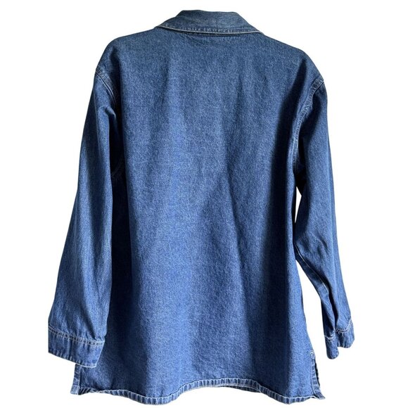 Patriotic Barn Coat Chore Denim Jacket Natural Impressions L Stars Stripes Large - Picture 5 of 6